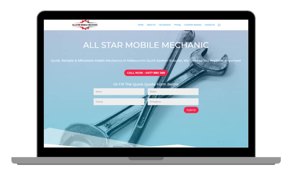 Our web design client Melbourne (Cranbourne VIC) - allstarmobilemechanic.com.au