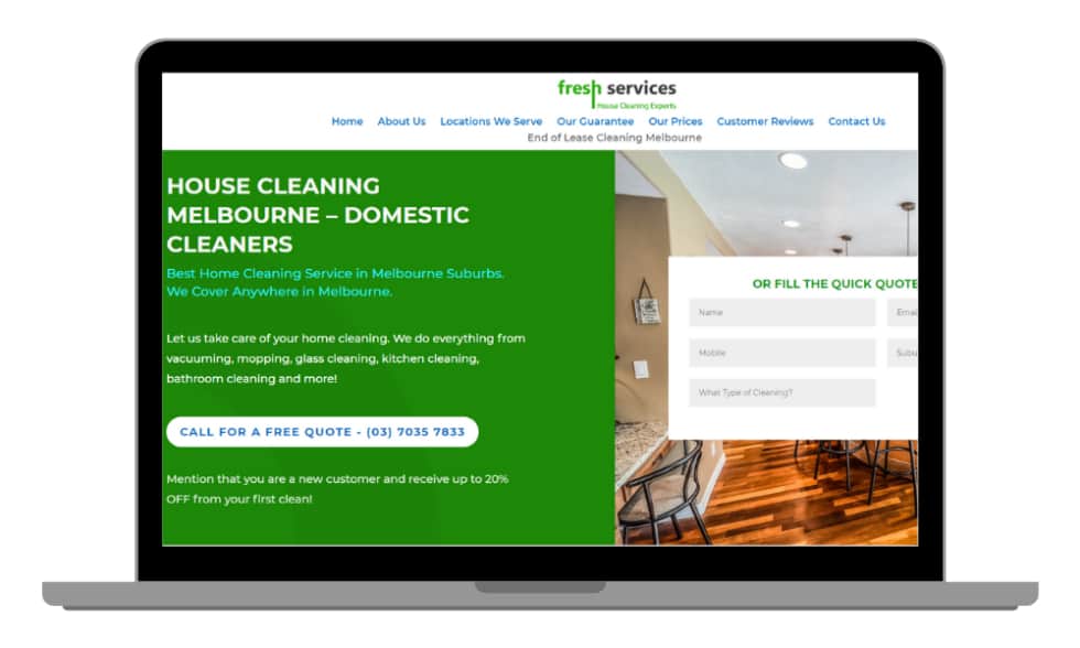 Our website development client Melbourne (Dandenong VIC) - Fresh services - house cleaning melbourne - freshservices.com.au